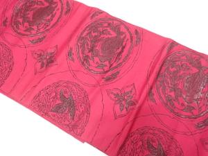 花鳥更紗模様織り出し　名古屋帯